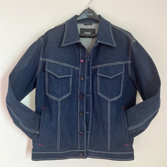 Fendi x Fila Men's Mania Denim Jacket in Dark Blue - Picture 3 of 6